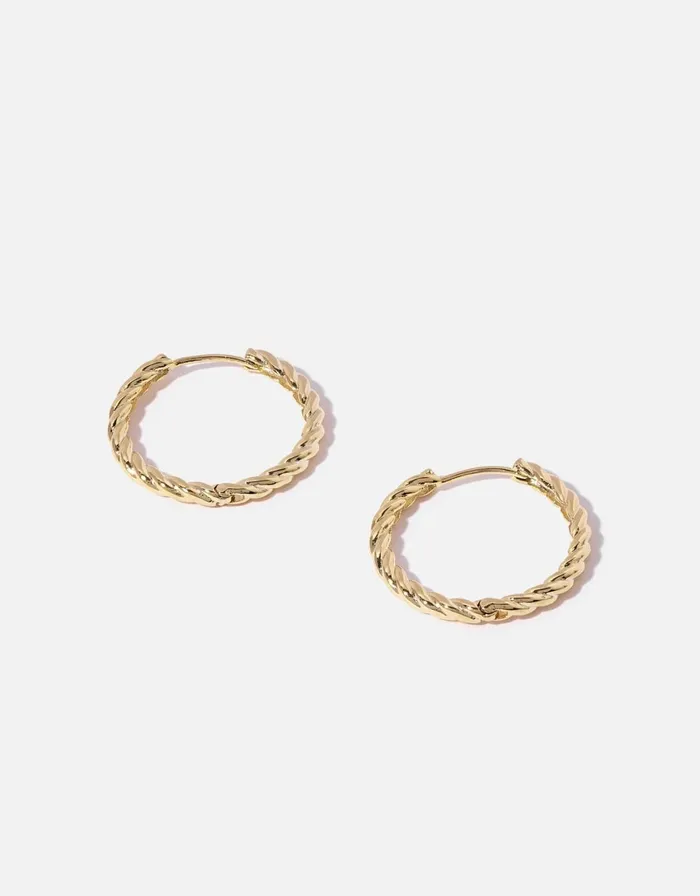 Accessorize GoldPlated Heirloom Large Twist Hoops Women Earrings