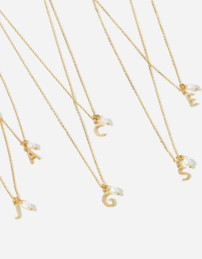 Accessorize GoldPlated Initial Mini Pearl Pendant Necklace Gold Gold Women Necklaces