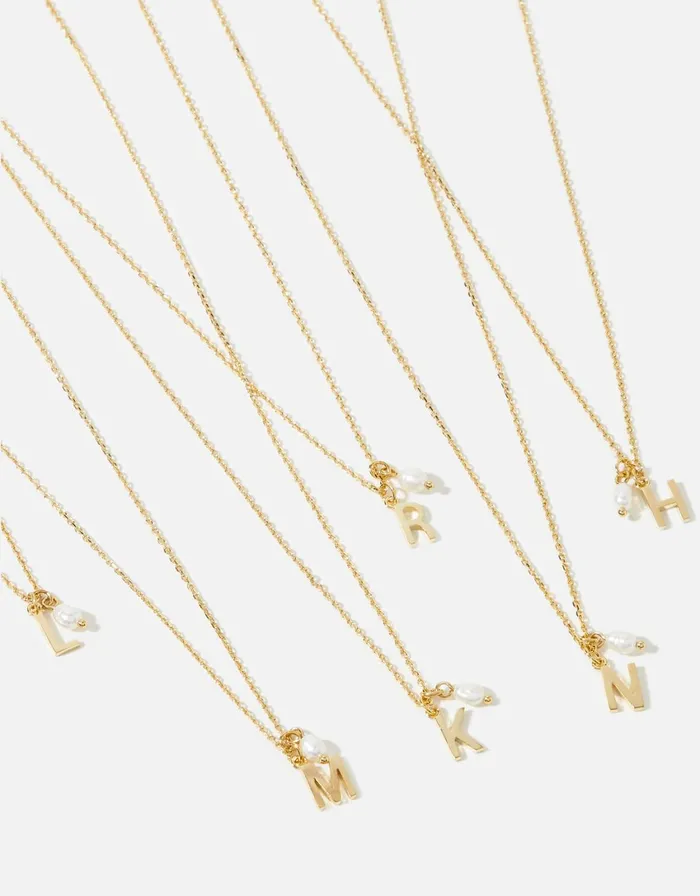 Accessorize GoldPlated Initial Mini Pearl Pendant Necklace Gold Gold Women Necklaces