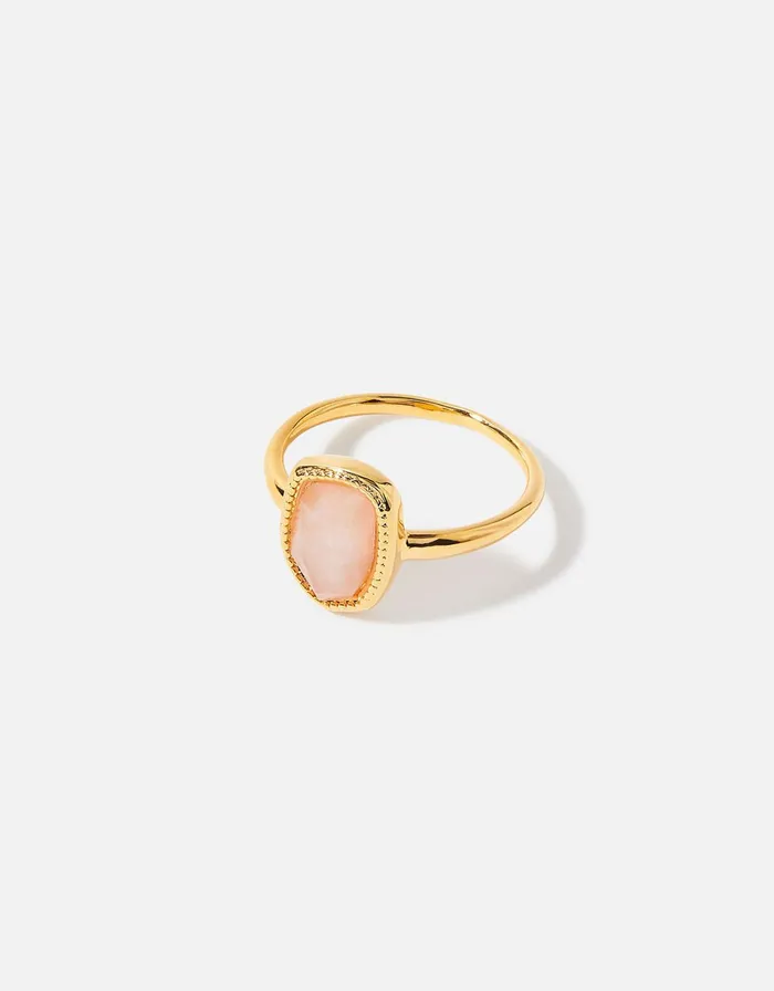 Accessorize GoldPlated Irregular Rose Quartz Ring Pink Pink Women Rings