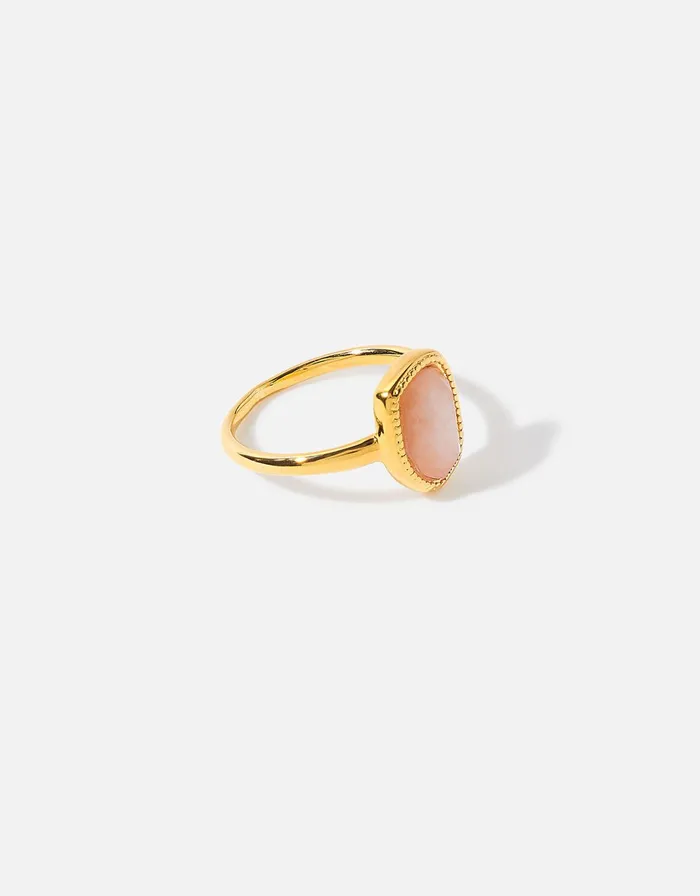 Accessorize GoldPlated Irregular Rose Quartz Ring Pink Pink Women Rings