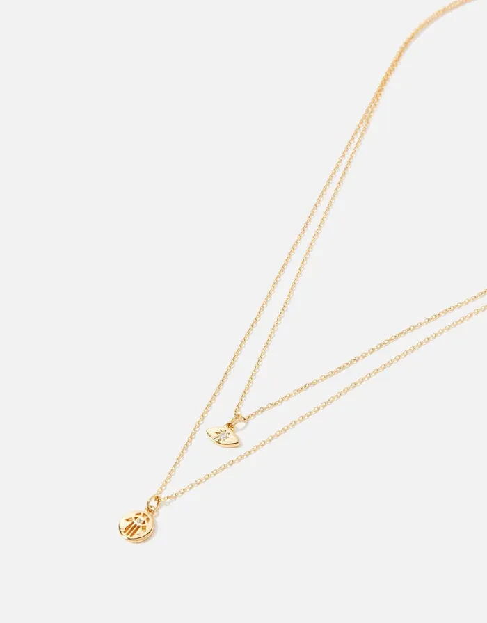 Accessorize GoldPlated Layered Good Fortune Necklace Women Necklaces