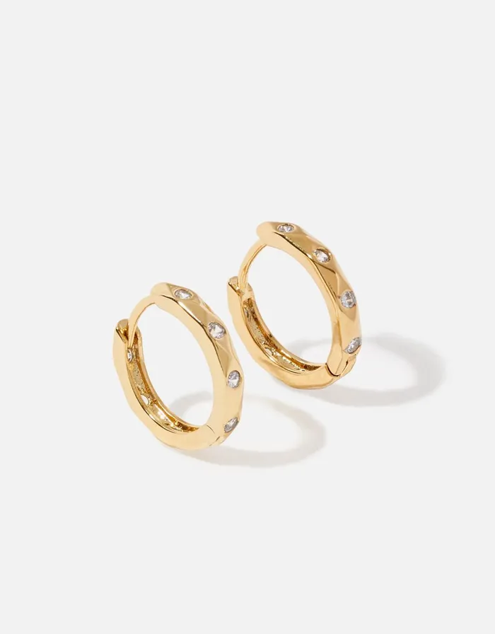 Accessorize GoldPlated Sparkle Inset Hoops Women Earrings
