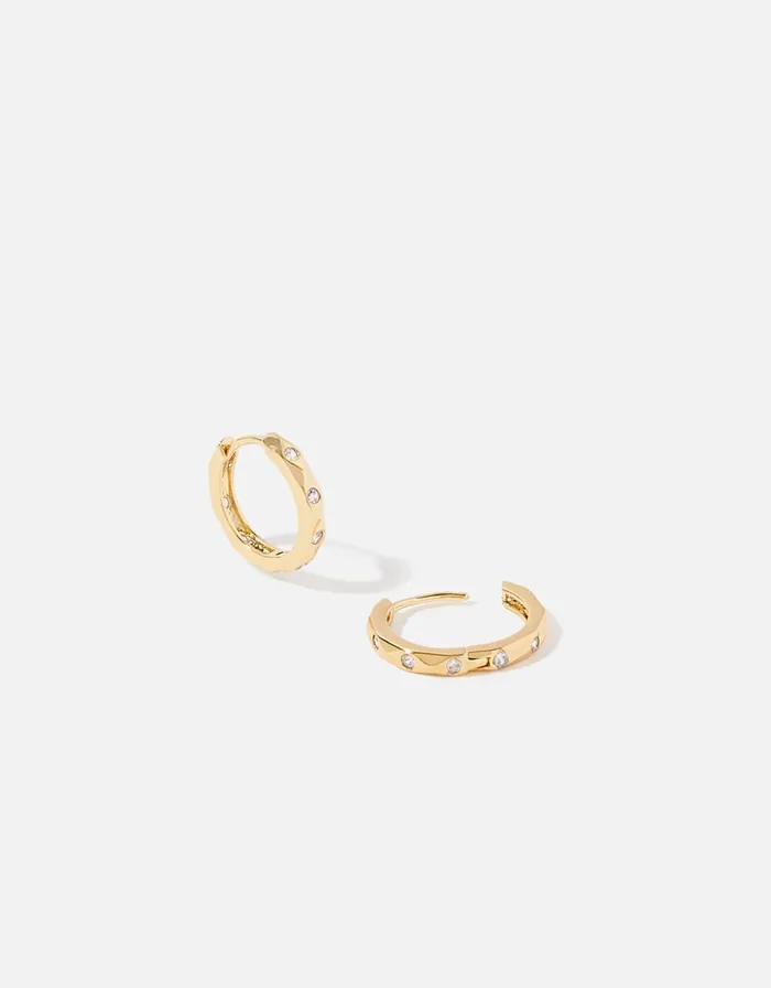 Accessorize GoldPlated Sparkle Inset Hoops Women Earrings