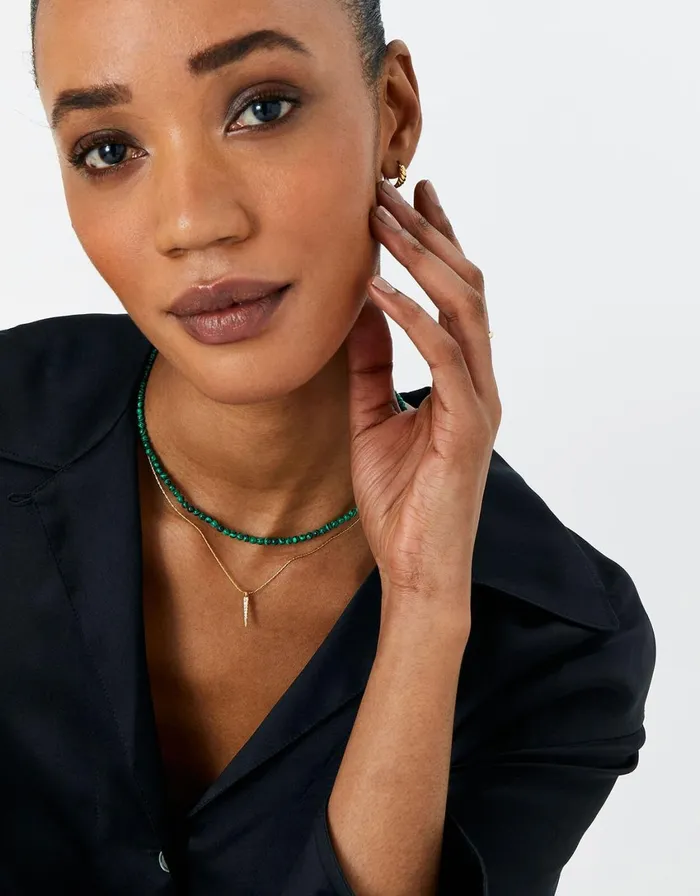 Accessorize Healing Stone Malachite Beaded Necklace Women Necklaces