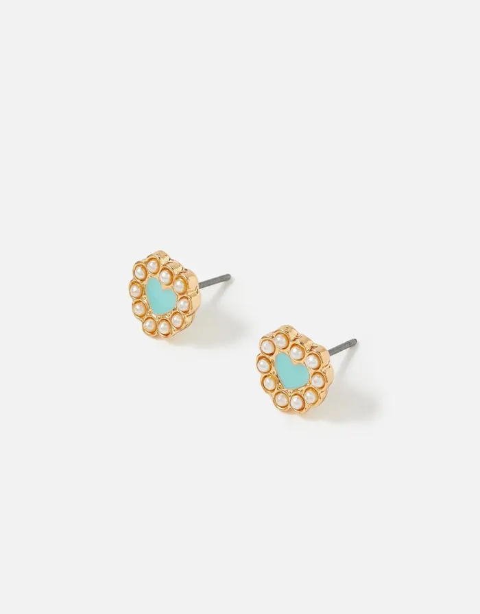 Accessorize Heart Pearl Stud Earrings Women Earrings