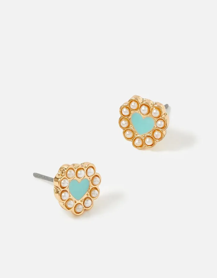 Accessorize Heart Pearl Stud Earrings Women Earrings