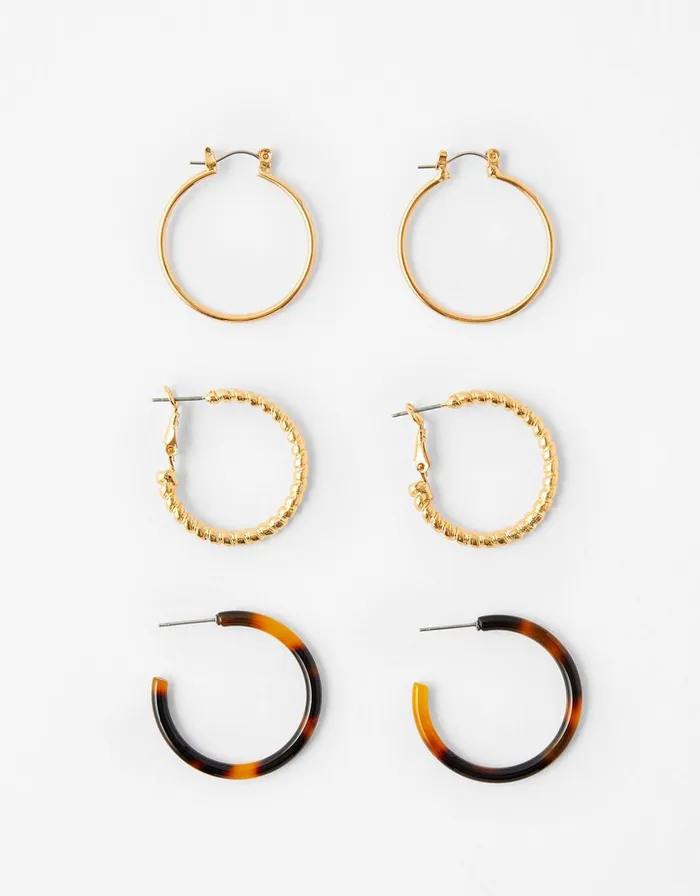 Accessorize Large Tort And Twist Hoop Set Women Earrings