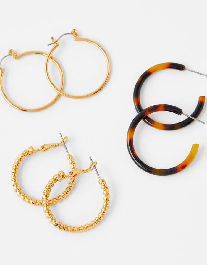 Accessorize Large Tort And Twist Hoop Set Women Earrings
