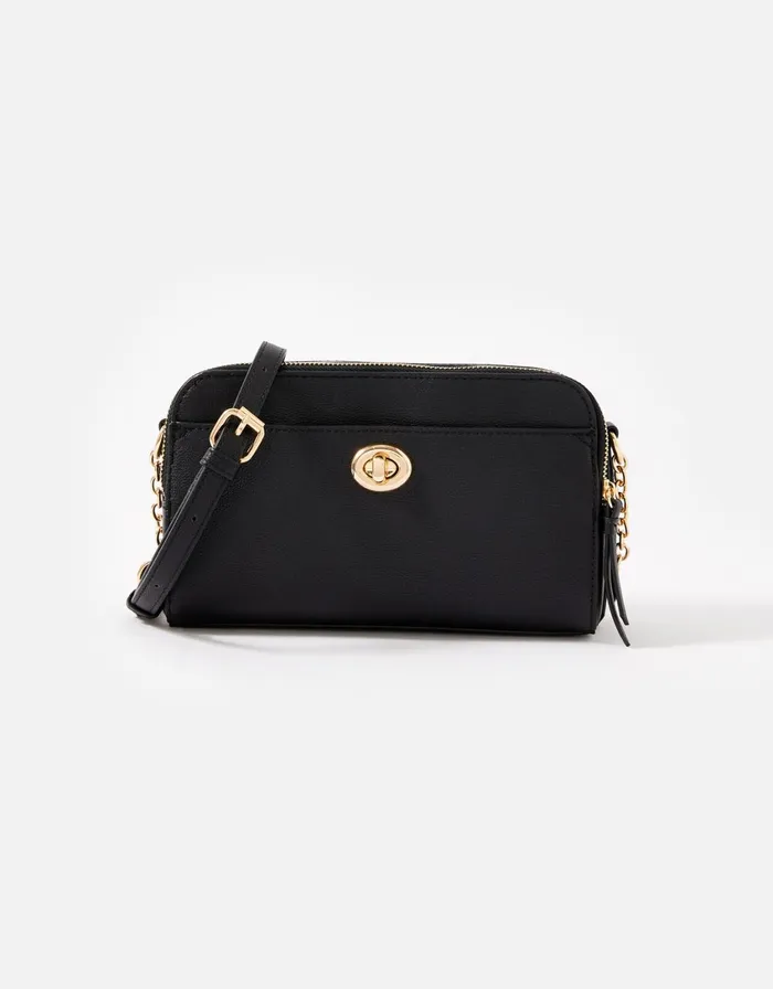 Accessorize Leona Lock CrossBody Bag Black Black Women CrossBody Bags