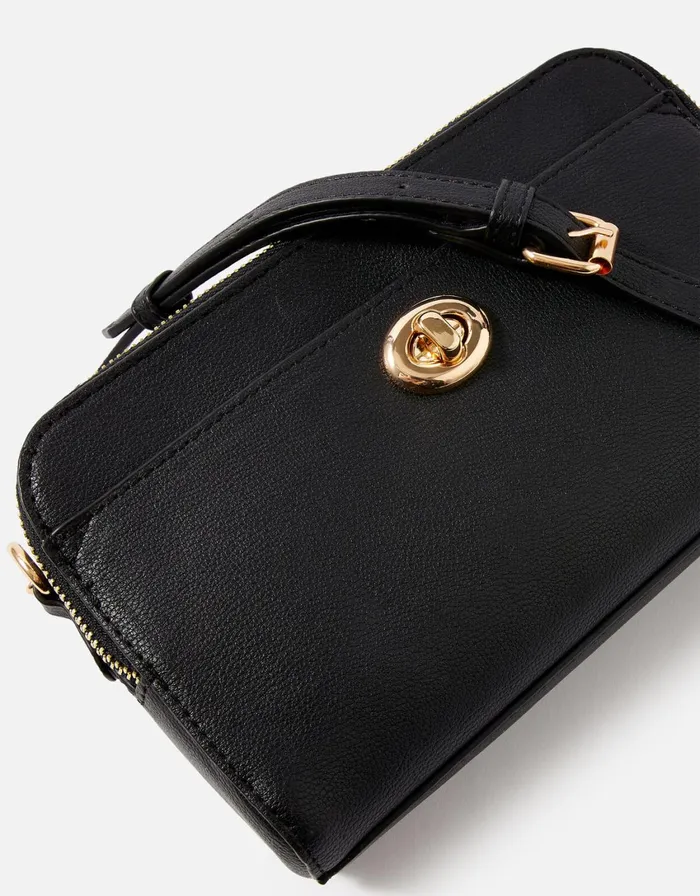 Accessorize Leona Lock CrossBody Bag Black Black Women CrossBody Bags
