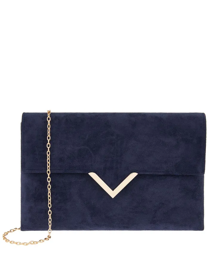 Accessorize Natalie Suedette Envelope Clutch Bag Blue Navy Women Clutch Bags