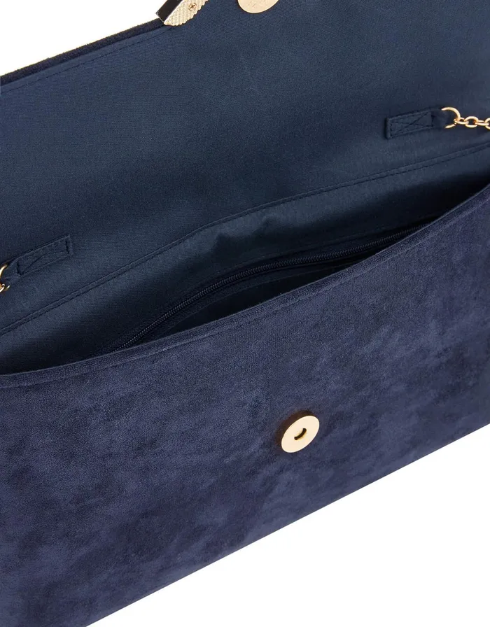 Accessorize Natalie Suedette Envelope Clutch Bag Blue Navy Women Clutch Bags
