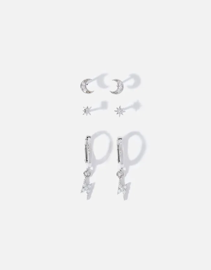 Accessorize PlatinumPlated Celestial Earring Set Women Earrings