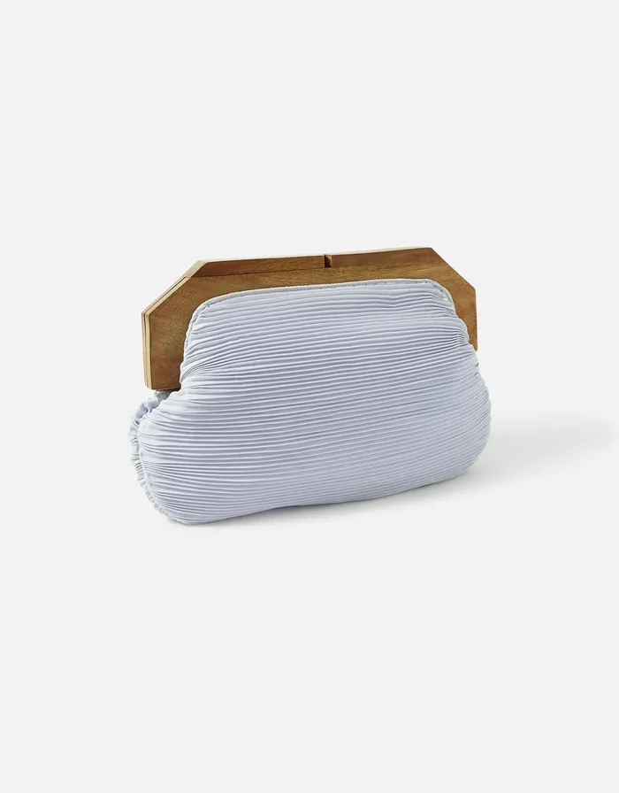 Accessorize Pleat Wooden Frame Bag Lilac Women Clutch Bags