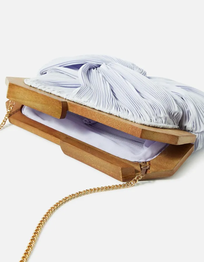 Accessorize Pleat Wooden Frame Bag Lilac Women Clutch Bags