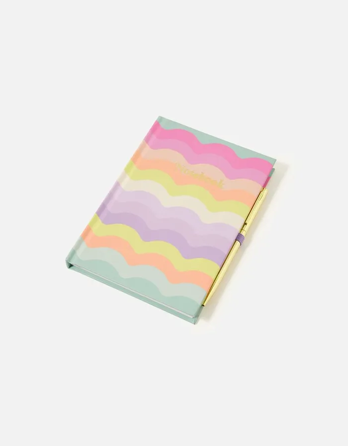 Accessorize Rainbow Scallop Notebook And Pen Women Stationery