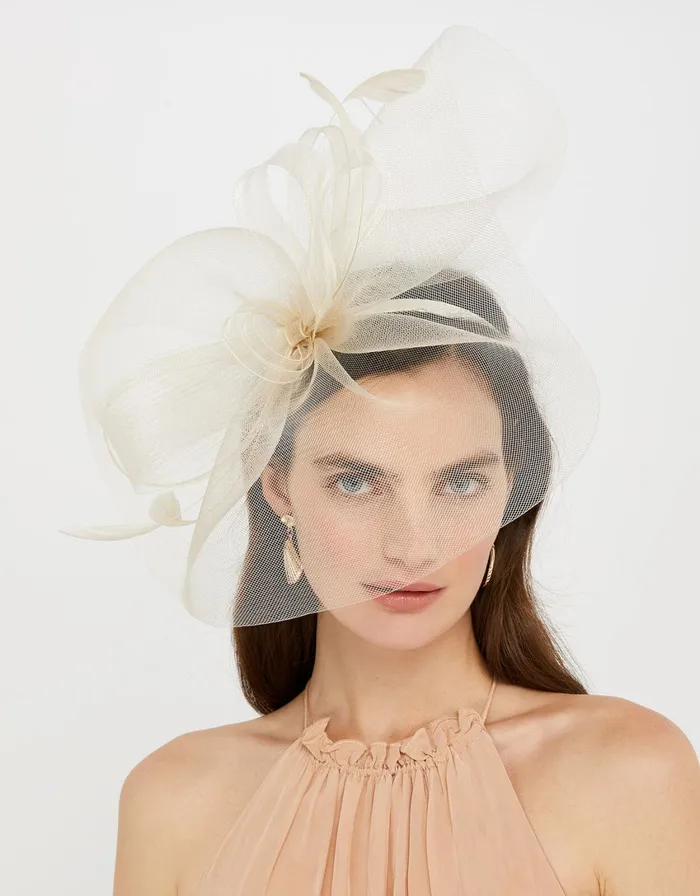Accessorize Rhea Oversized Bow Fascinator Headband Natural Champagne Women Hats
