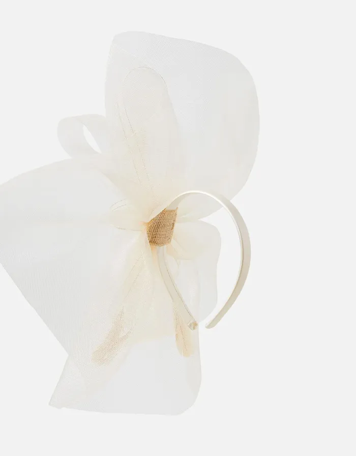 Accessorize Rhea Oversized Bow Fascinator Headband Natural Champagne Women Hats