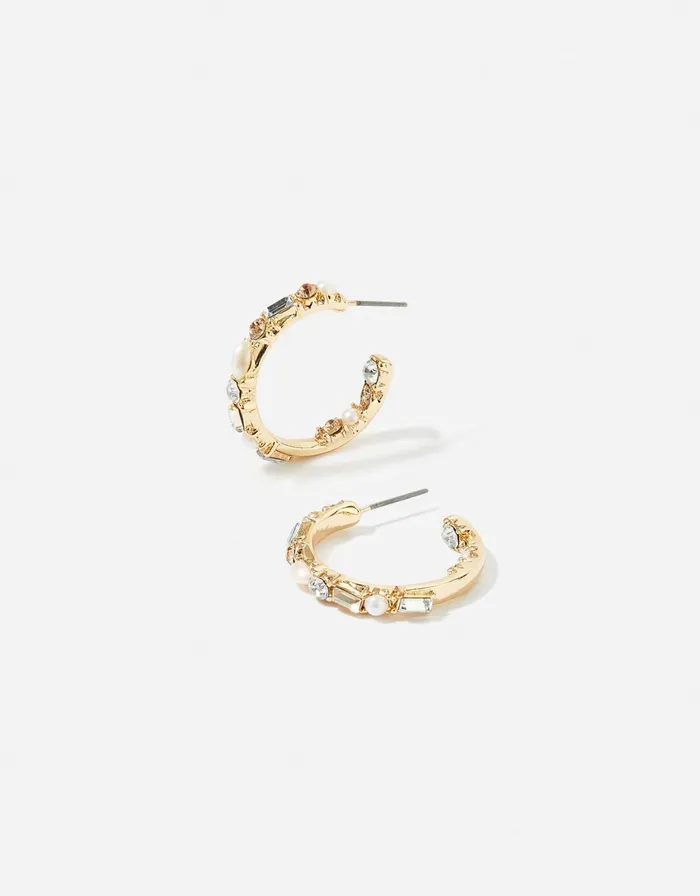 Accessorize Romantic Ramble Eclectic Stone Hoop Earrings Women Earrings