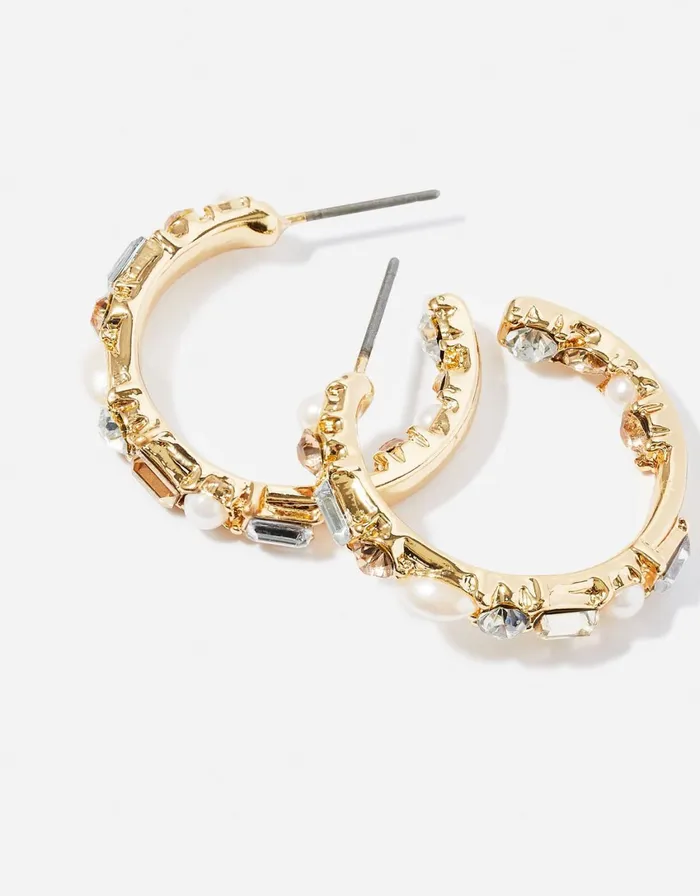 Accessorize Romantic Ramble Eclectic Stone Hoop Earrings Women Earrings
