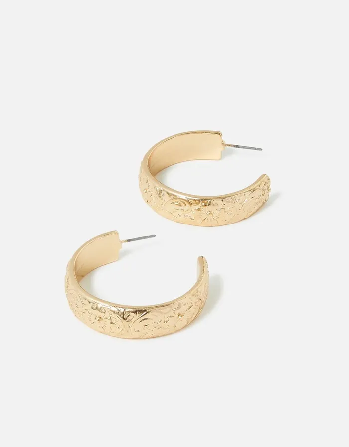 Accessorize Romantic Ramble Flower Engraved Hoops Women Earrings