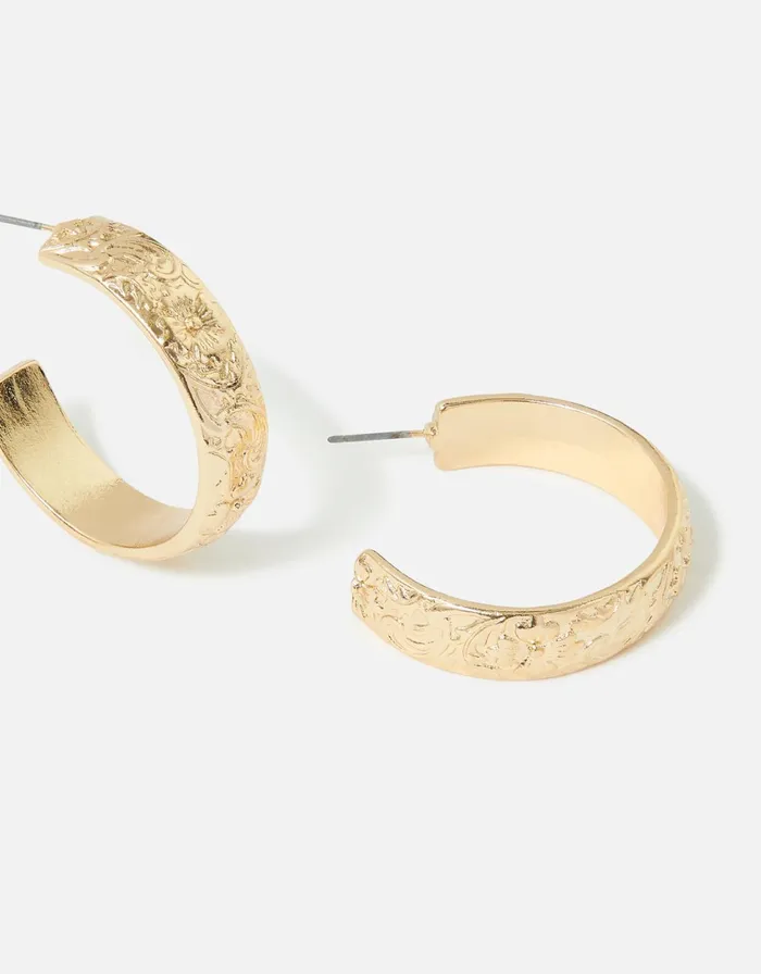 Accessorize Romantic Ramble Flower Engraved Hoops Women Earrings
