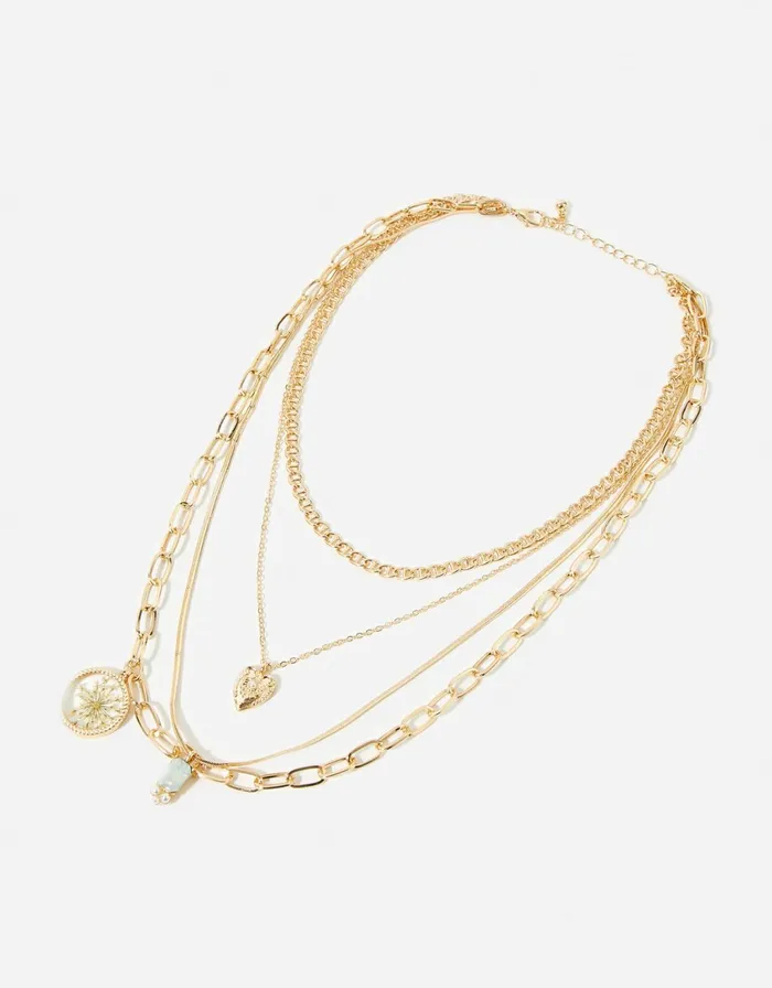 Accessorize Romantic Ramble Trapped Flower Layered Necklace Women Necklaces