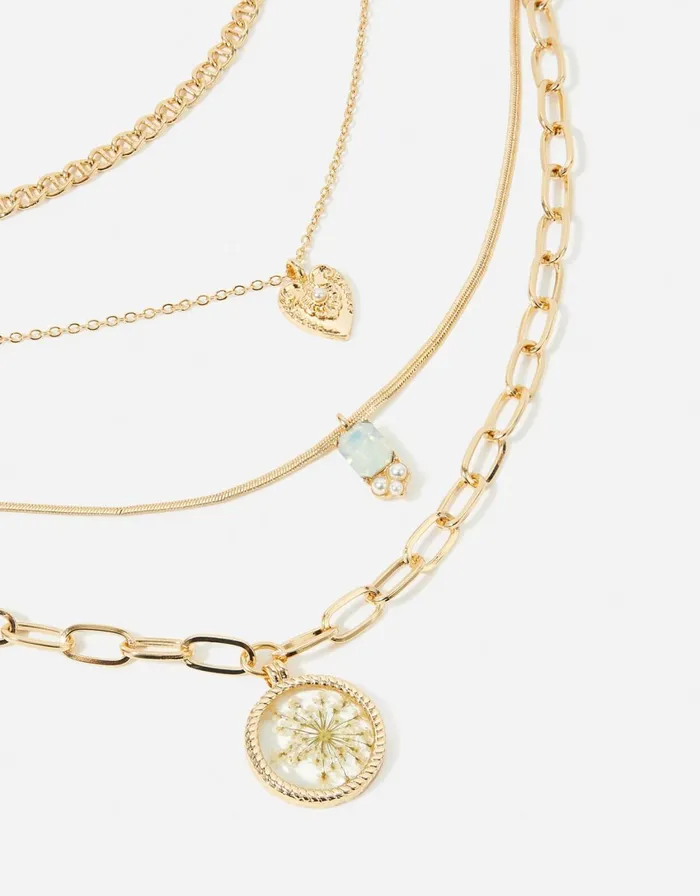 Accessorize Romantic Ramble Trapped Flower Layered Necklace Women Necklaces
