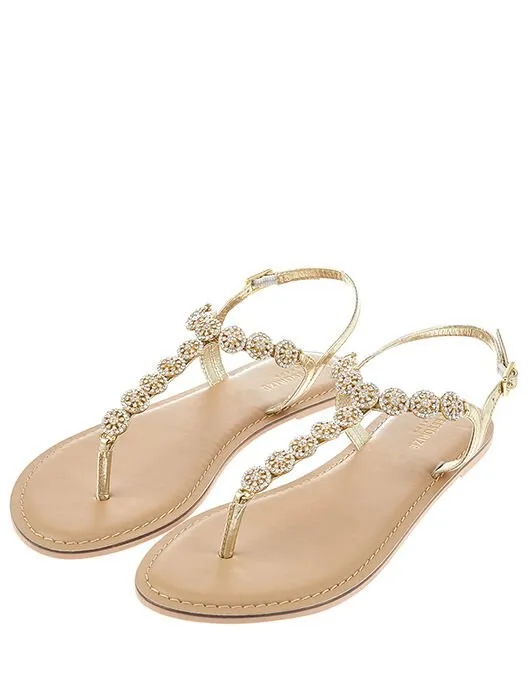 Accessorize Rome Diamante Embellished Sandals White Crystal Women Sandals and Flip Flops