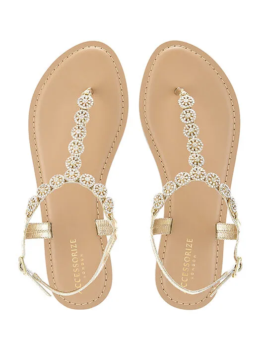 Accessorize Rome Diamante Embellished Sandals White Crystal Women Sandals and Flip Flops