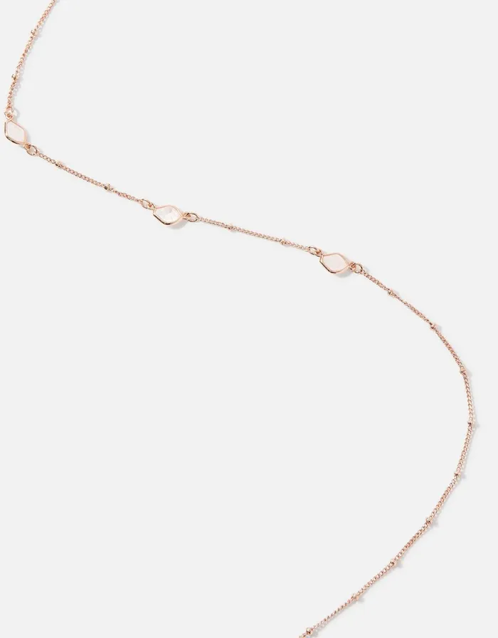 Accessorize Rose GoldPlated Rose Quartz Station Necklace Women Necklaces