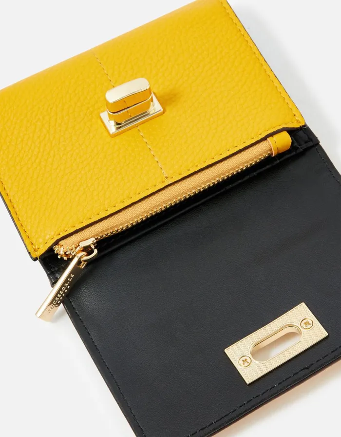 Accessorize Sandra Trifold Purse Yellow Ochre Women Vegan Bags Backpacks and Purses