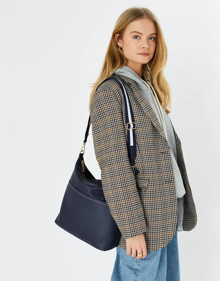 Accessorize Sasha Webbing Shoulder Bag Blue Navy Women Vegan Bags Backpacks and Purses