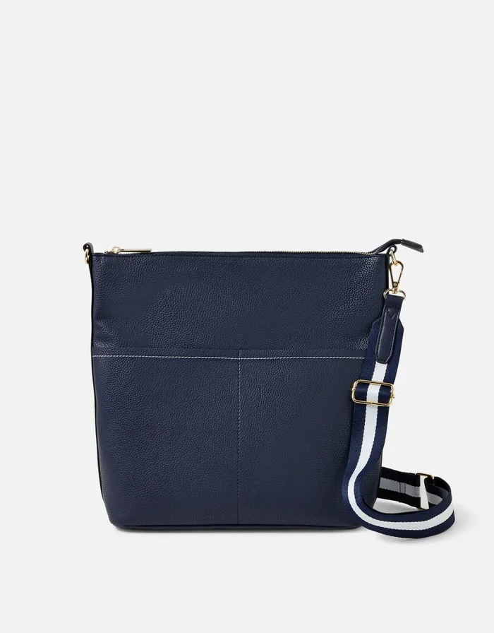 Accessorize Sasha Webbing Shoulder Bag Blue Navy Women Vegan Bags Backpacks and Purses