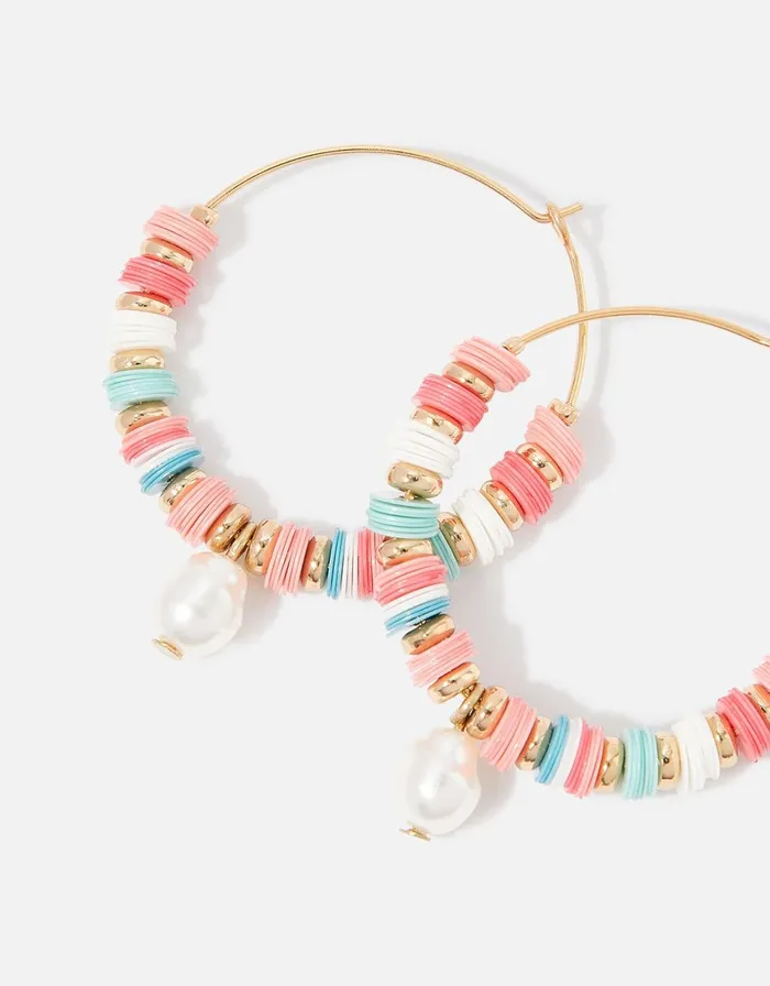 Accessorize Seascape Beaded Pearl Drop Hoops Women Earrings
