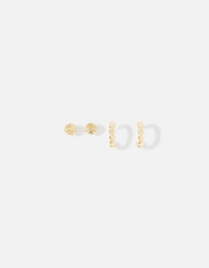 Accessorize Seascape Shell Hoop And Stud Twinset Women Earrings