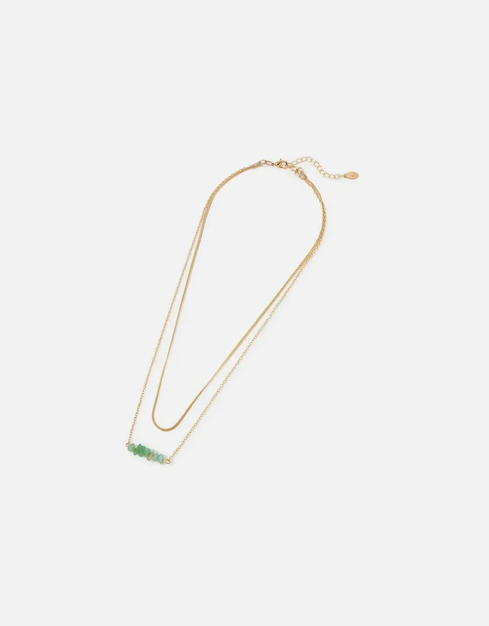 Accessorize Seascape TwoChain Raw Stones Layered Necklace Women Necklaces