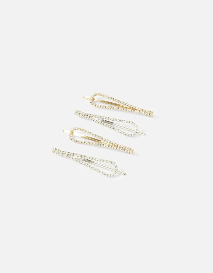 Accessorize Shaped Diamante Hair Slide Set Women Hair Accessories
