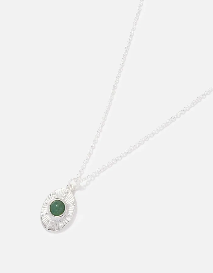 Accessorize Sterling Silver Aventurine Necklace Women Necklaces