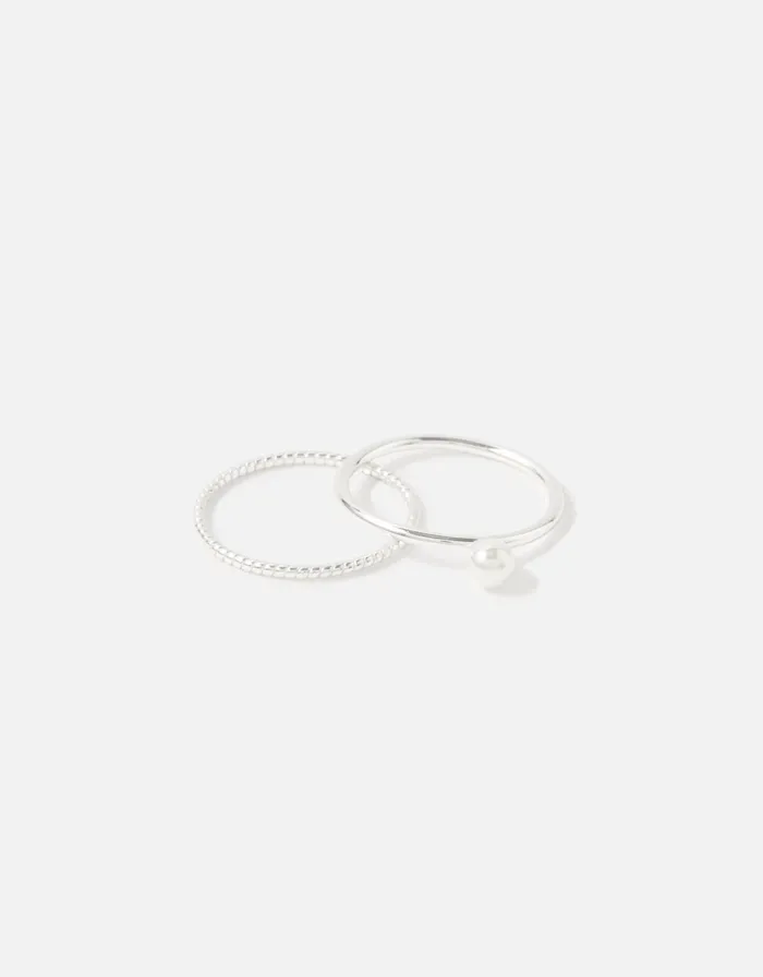 Accessorize Sterling Silver Mixed Ring Twinset Silver St Silver Women Rings