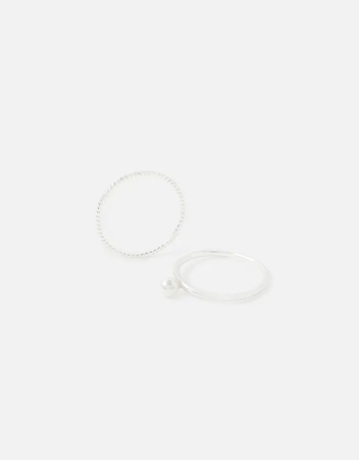 Accessorize Sterling Silver Mixed Ring Twinset Silver St Silver Women Rings
