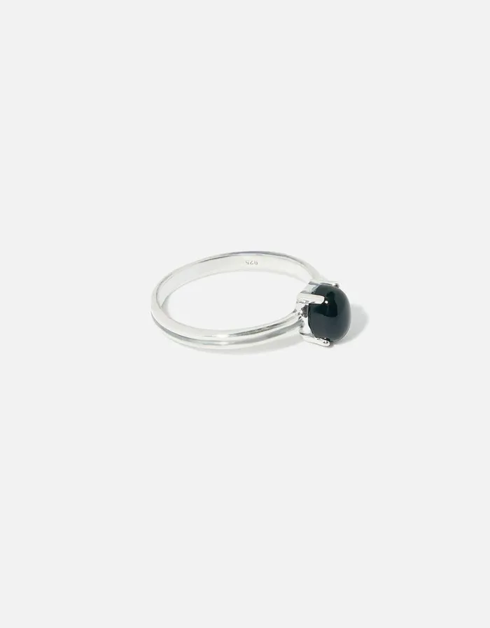 Accessorize Sterling Silver Oxidised Black Onyx Ring Silver St Silver Women Rings