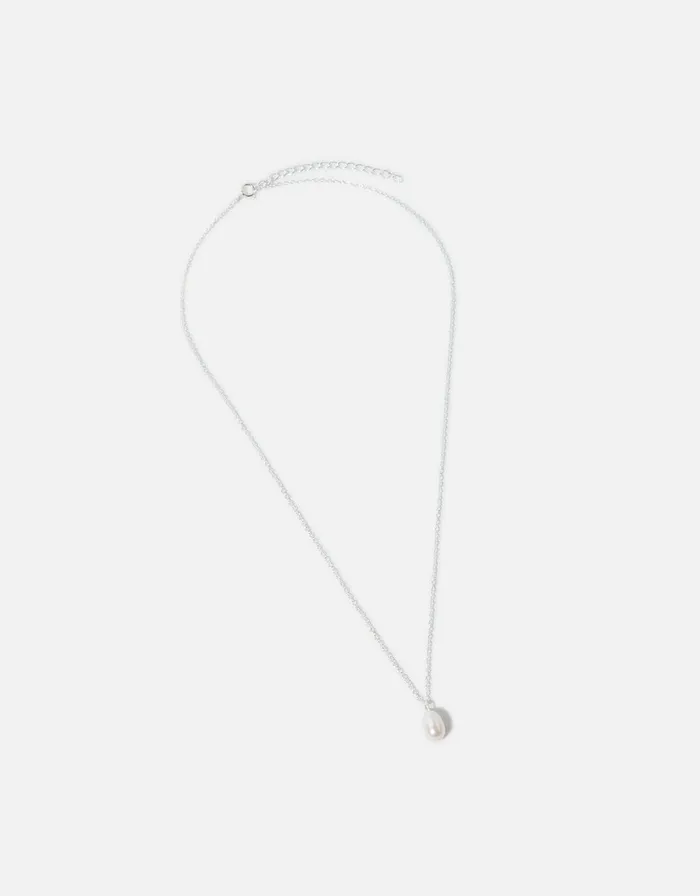 Accessorize Sterling Silver Pearl Drop Pendant Necklace Women Necklaces