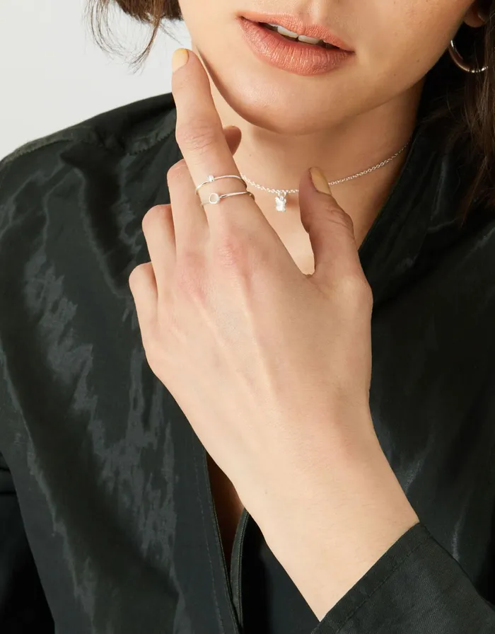 Accessorize Sterling Silver Rose Quartz Stacking Rings Pink Pink Women Rings