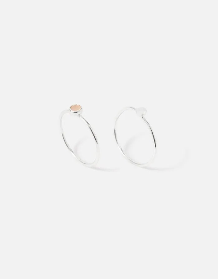 Accessorize Sterling Silver Rose Quartz Stacking Rings Pink Pink Women Rings