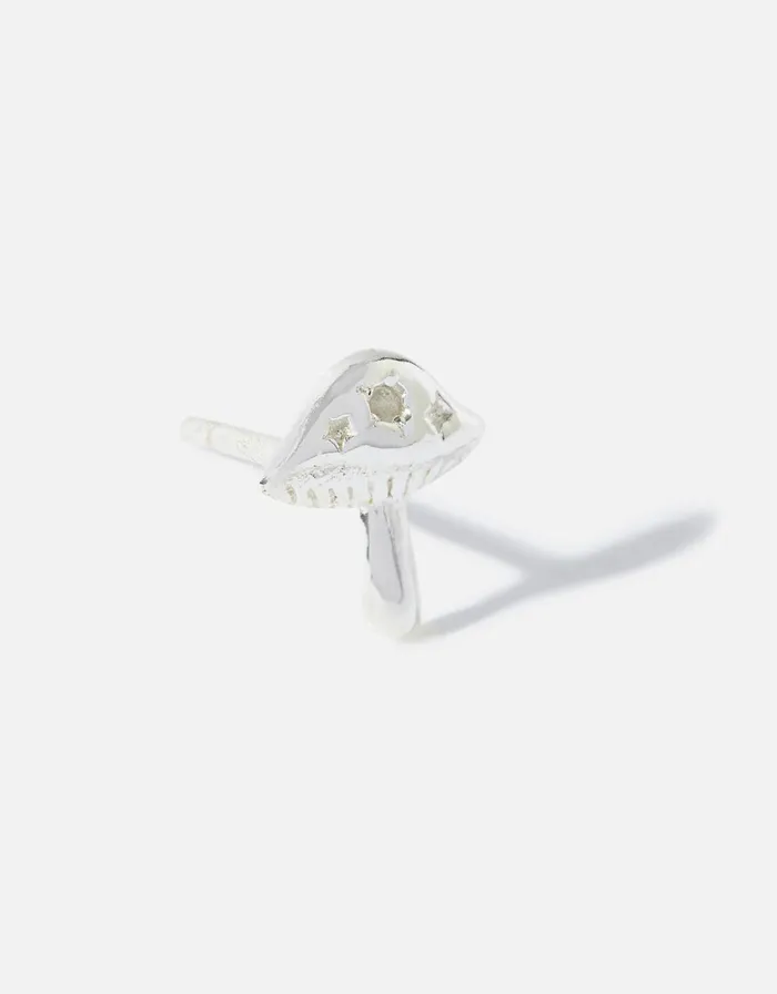 Accessorize Sterling Silver Single Mushroom Stud Women Earrings