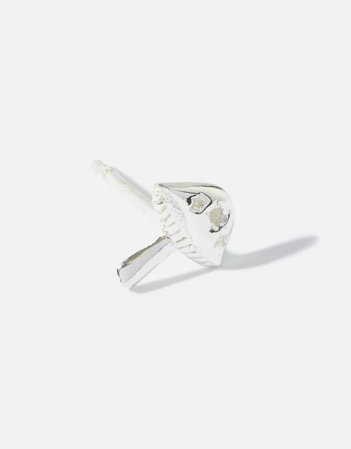 Accessorize Sterling Silver Single Mushroom Stud Women Earrings