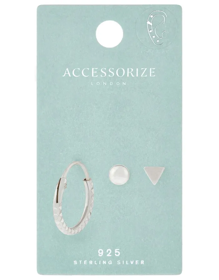 Accessorize Sterling Silver Sparkle Earring Set Women Earrings