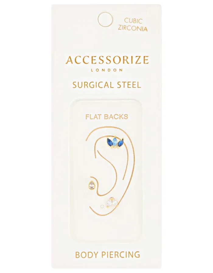 Accessorize Stone And Crystal FlatBack Stud Set Women Body Jewellery